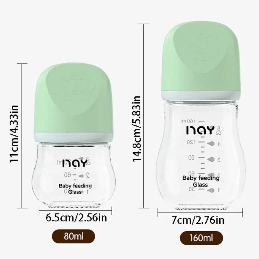 Glass Baby Bottle Anti-flatulence Anti Choking Newborn Feeding Bottle 80/160ML Food Grade Baby Drinking Cup Feeding Supplies