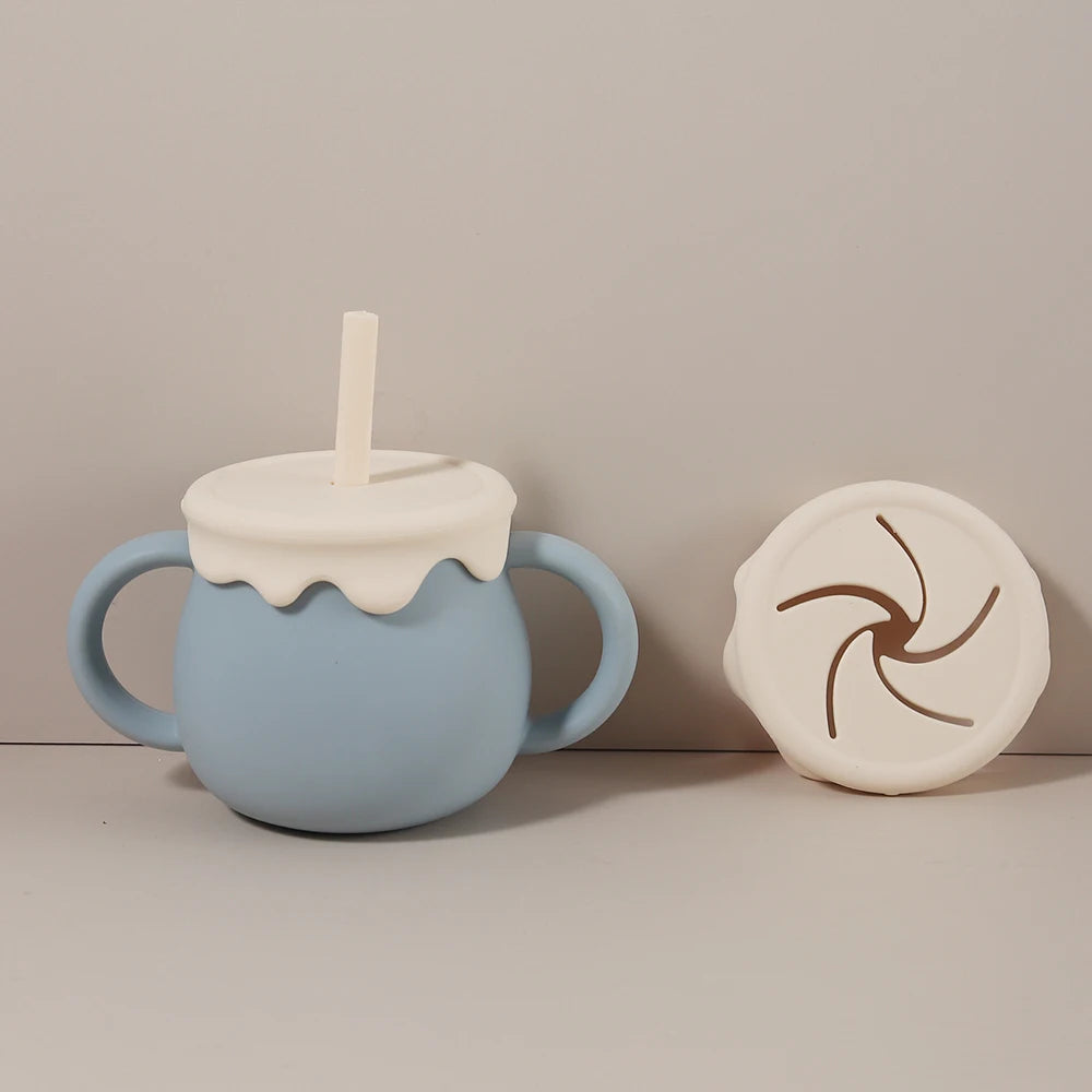 Personalized 280ml  Baby Cup- 3 in 1 Silicone Snack Cup, Sippy Cup, Leak Proof, Ice Cream Shape, Custom Name