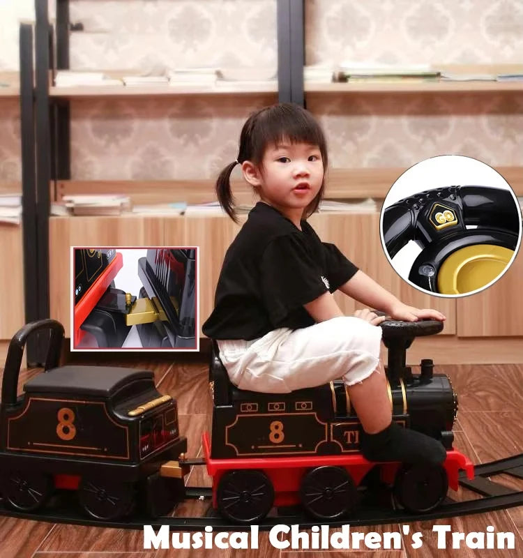 Electric Train Kids Riding Toy Ailway Can Carry Train Rail Car Train Cabin Classical Model Baby Walker Stroller Toys Child Gifts