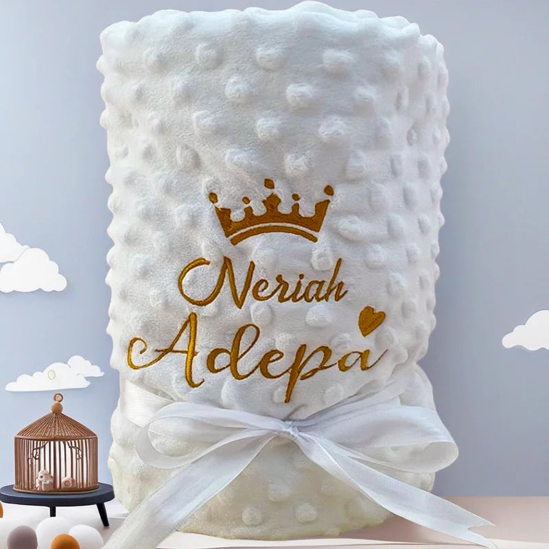 Customized Name Pattern Doudou Blanket Baby Swaddle Stroller Bed Crib Sleeping Cover Newborn Gift Shower Present for Babies