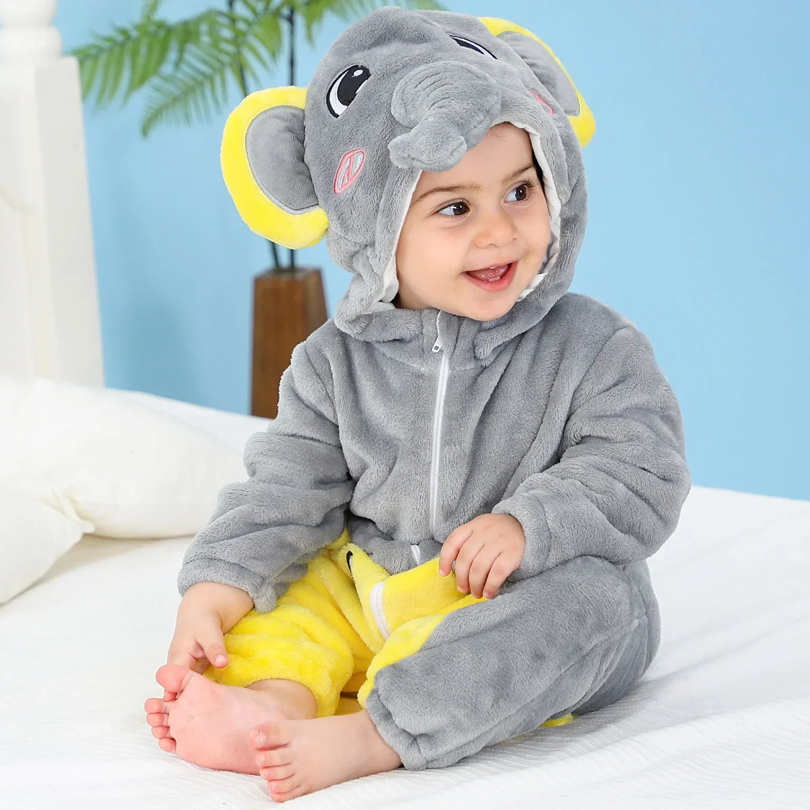 Kids Onesies Baby Rompers Winter Costume Flannel for Girl Boy Toddler Infant Clothes Animals Monkey Tiger Lion Unicorn Ropa Bebe