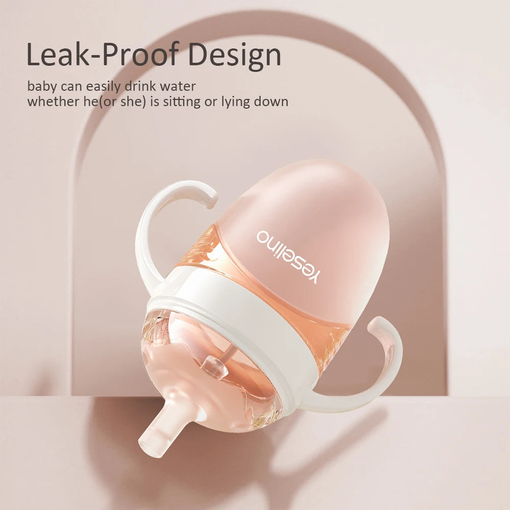 Baby Training Cup for 6 Months+, Silicone Spout and Straw Design, Anti-Choke and Drop-Resistant Milk and Water Bottle