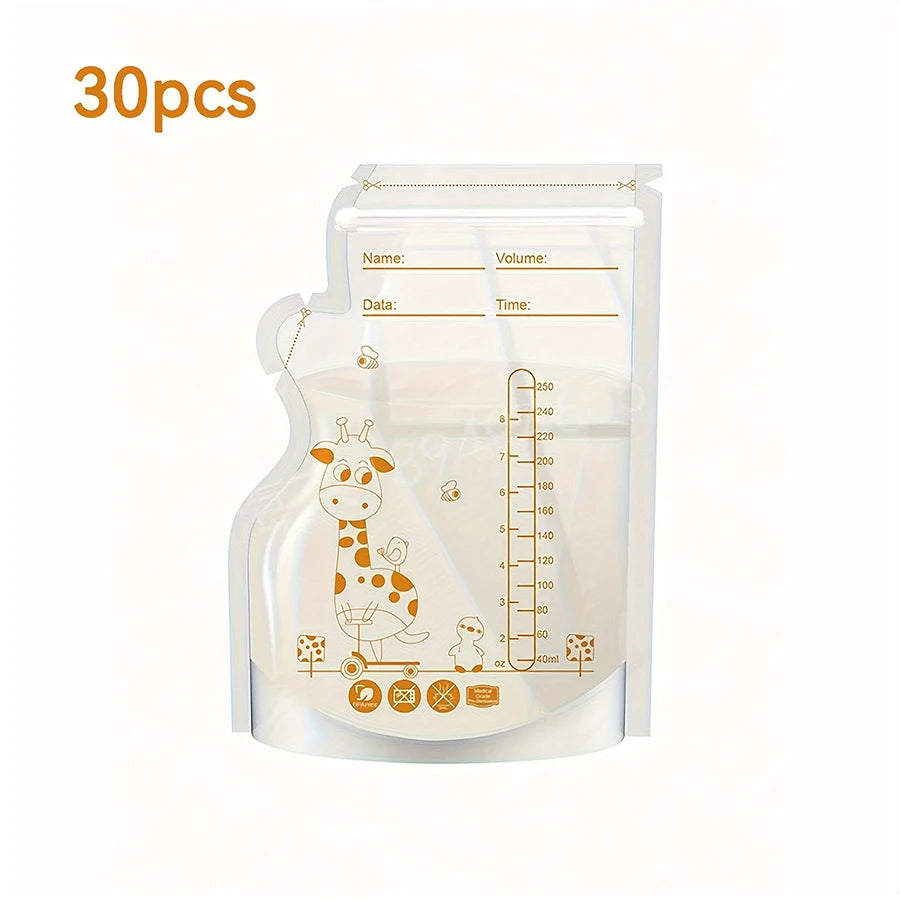 100/60/30pcs pack, 8oz/250ml Breast Milk Storage Bags, Double-sealed Breastmilk Bag with Pour Spout for Breastfeeding