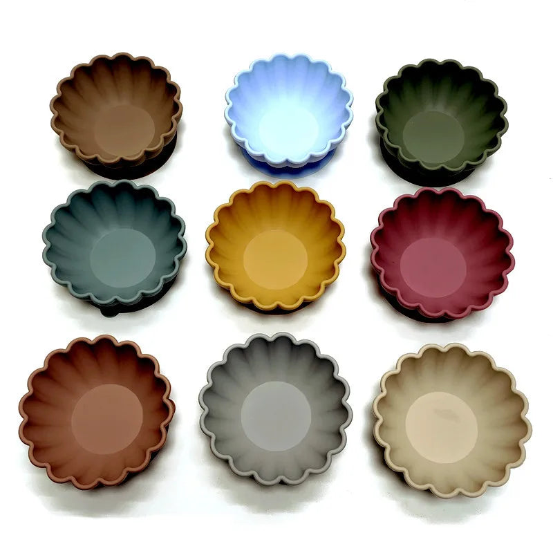Silicone dinner plate children eating tableware convenient adsorption fruit plate silicone supplement bowl