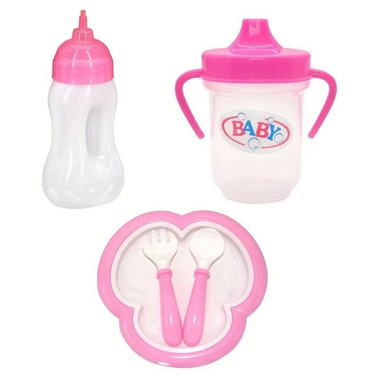 Baby Doll Feeding Bottle Set – Milk & Juice Bottles + Pacifier