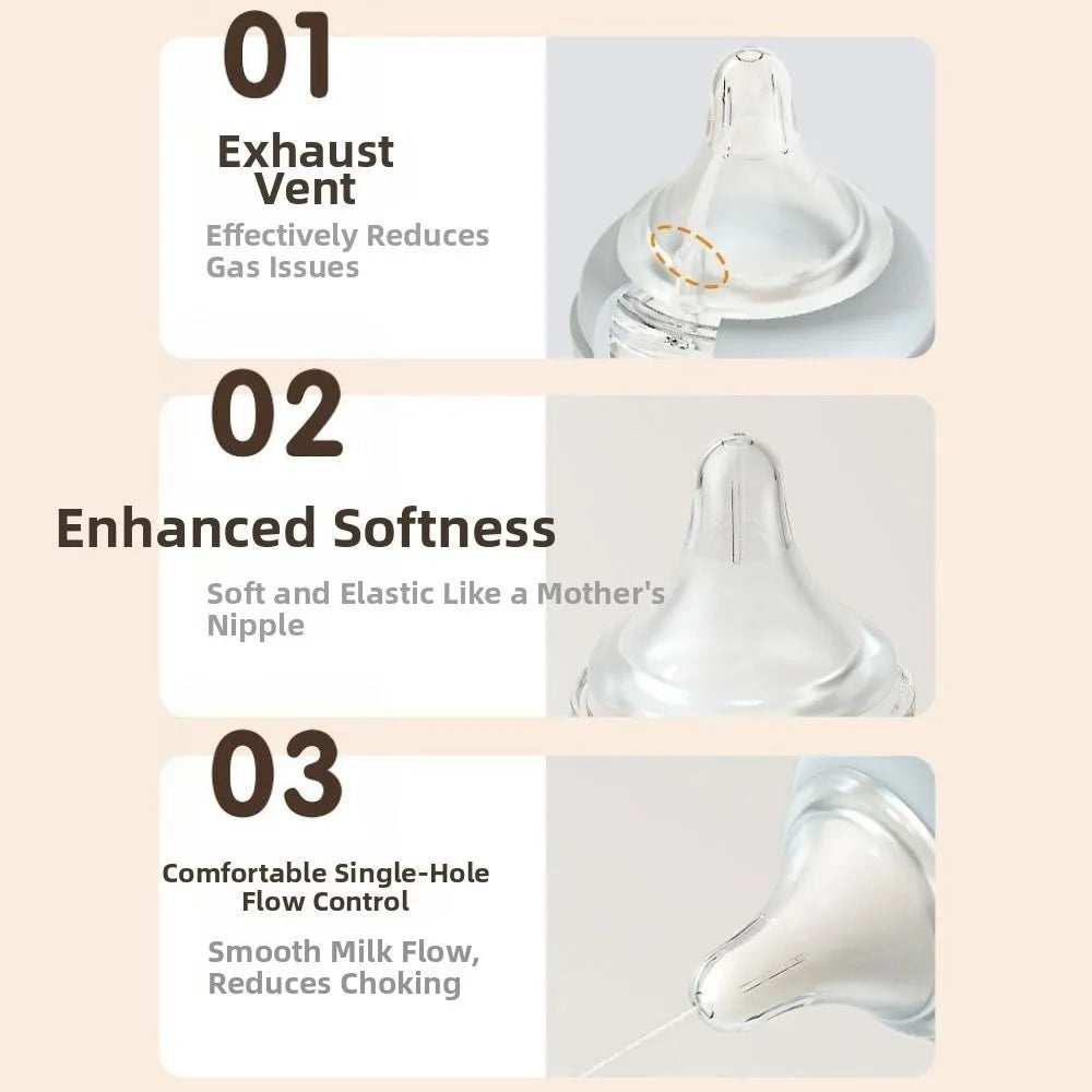 Glass Baby Bottle Anti-flatulence Anti Choking Newborn Feeding Bottle 80/160ML Food Grade Baby Drinking Cup Feeding Supplies