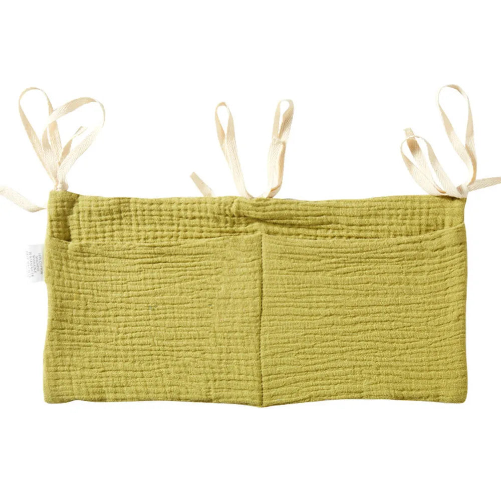 Baby Crib Organizer Cot Caddy Bed Storage Bag 2 Pockets Bedside Hanging Diaper Nursery Organizer for Diapers Toys Clothing