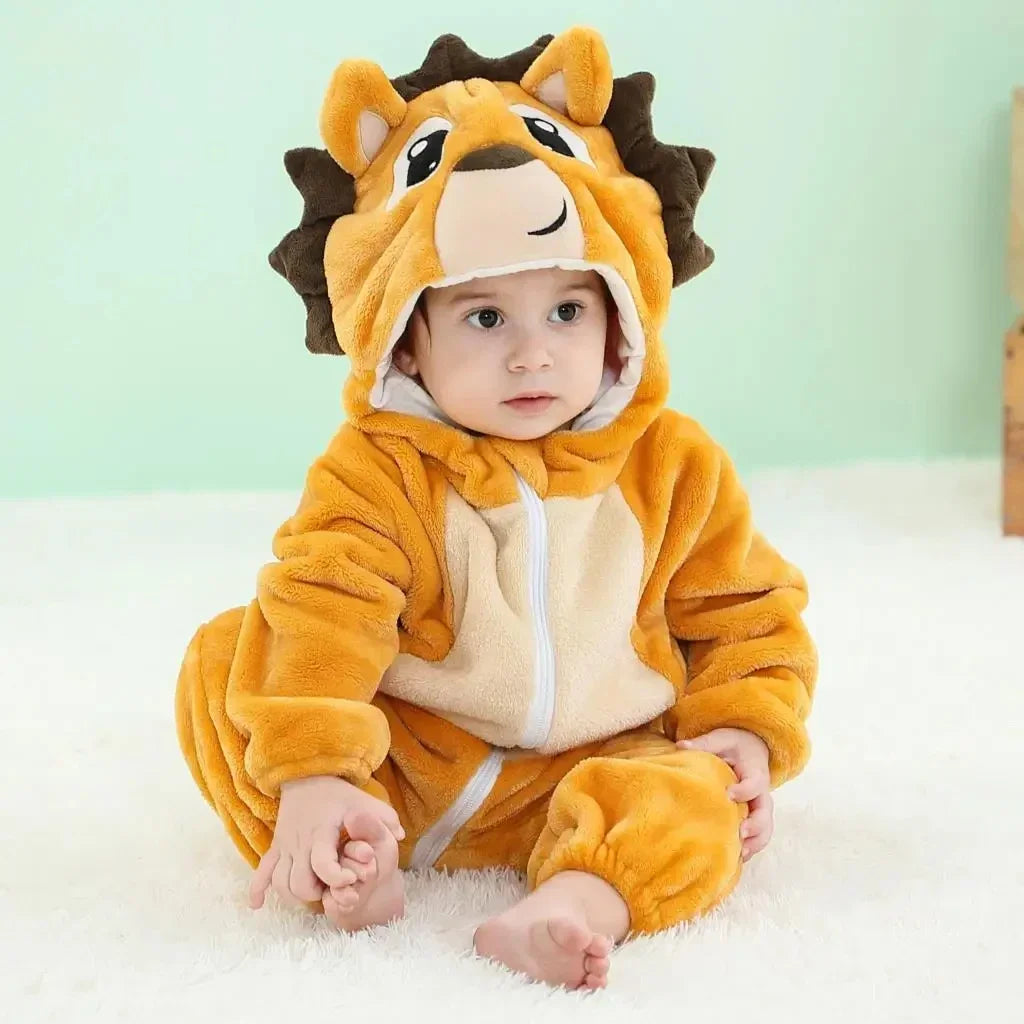 Kids Onesies Baby Rompers Winter Costume Flannel for Girl Boy Toddler Infant Clothes Animals Monkey Tiger Lion Unicorn Ropa Bebe