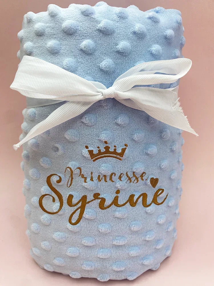 Customized Name Pattern Doudou Blanket Baby Swaddle Stroller Bed Crib Sleeping Cover Newborn Gift Shower Present for Babies