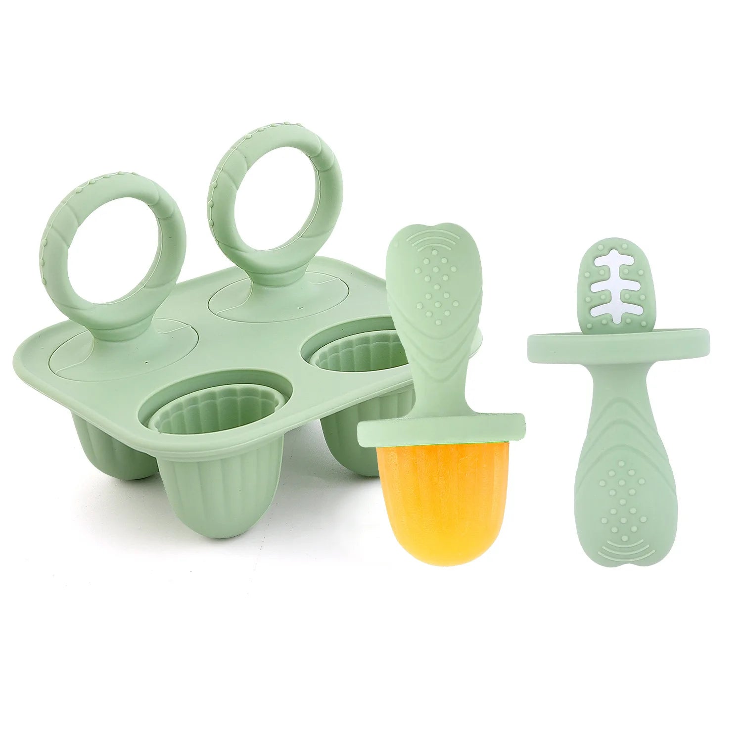 5PCS Baby Fruit and Vegetable Teether Silicone Hand Ring Food Supplement Squeezing Rabbit Shape Bite Feeding Tableware BPA Free