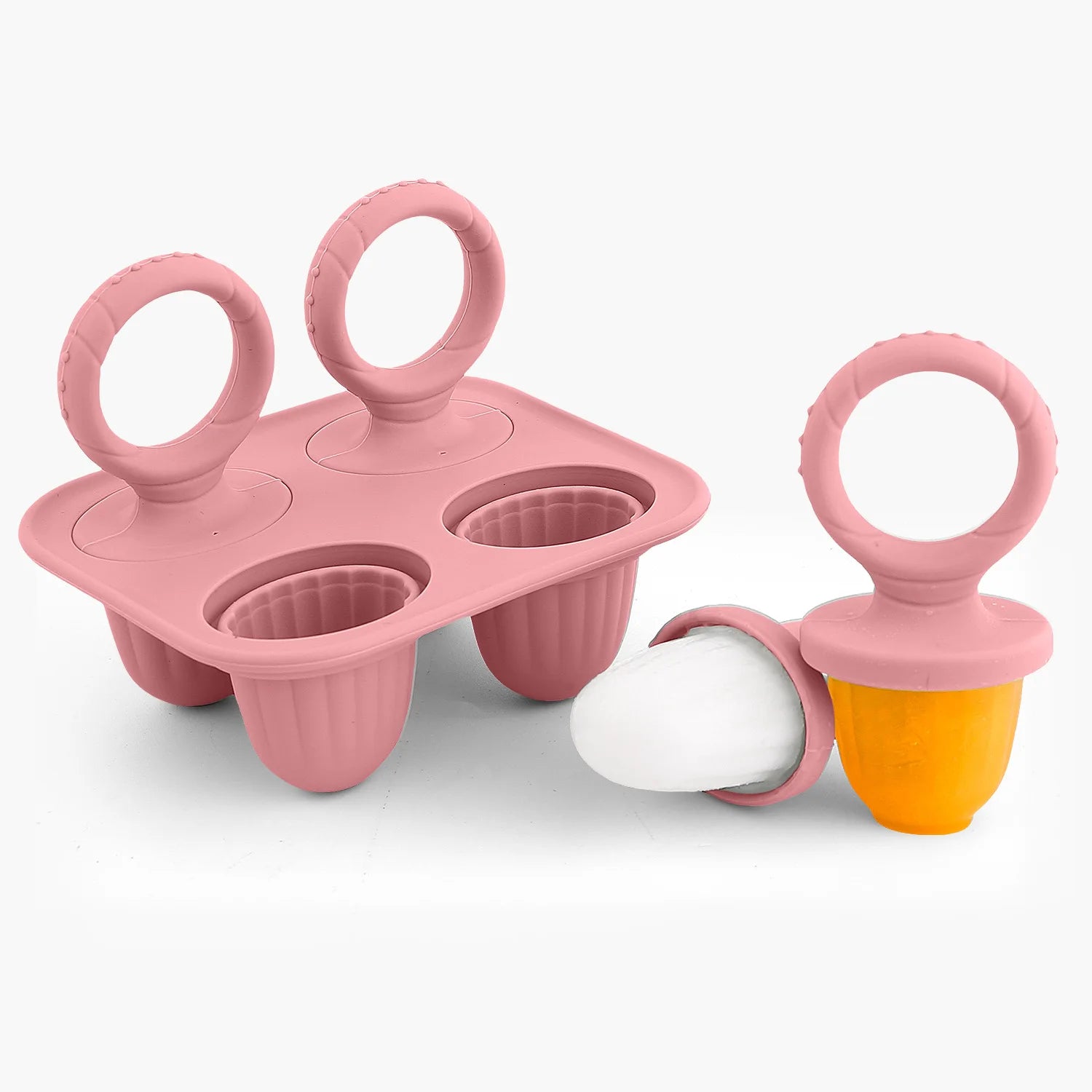 5PCS Baby Fruit and Vegetable Teether Silicone Hand Ring Food Supplement Squeezing Rabbit Shape Bite Feeding Tableware BPA Free
