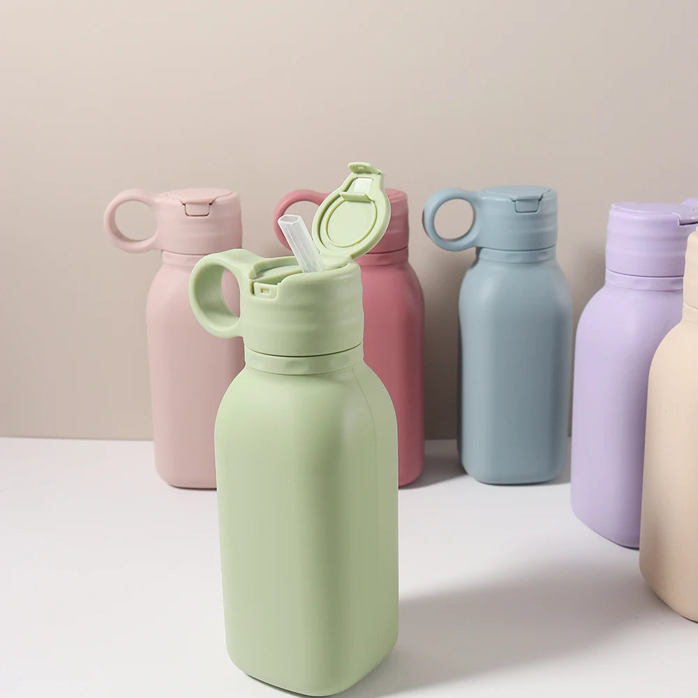 1 pc 450ml Baby Sippy Cup Silicone Flip Lid Water Bottle  Portable Toddler Sports baby tableware