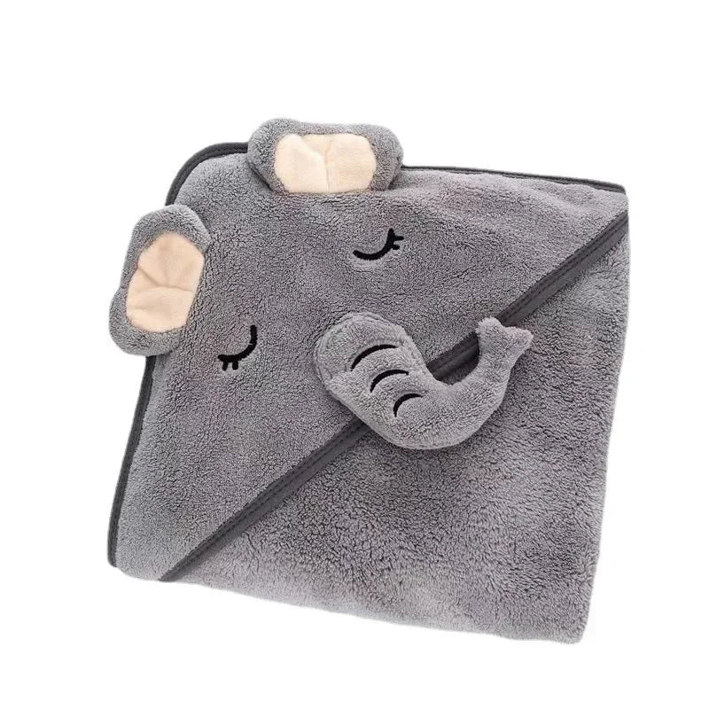 Cute Cartoon Hooded Coral Fleece Baby Towel Newborn Swaddle Hug Quilt Bath Towel for Infants Soft Comfortable New Baby Gift