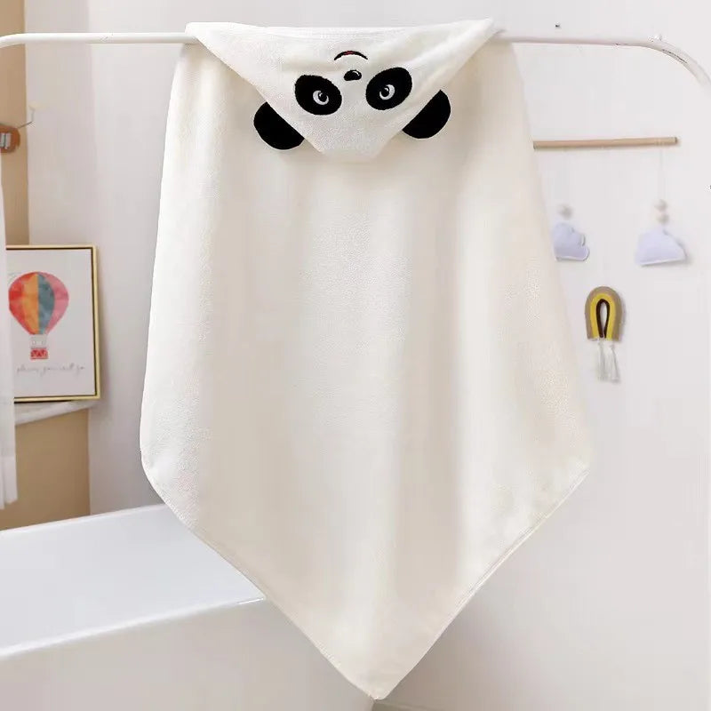 Cute Cartoon Hooded Coral Fleece Baby Towel Newborn Swaddle Hug Quilt Bath Towel for Infants Soft Comfortable New Baby Gift