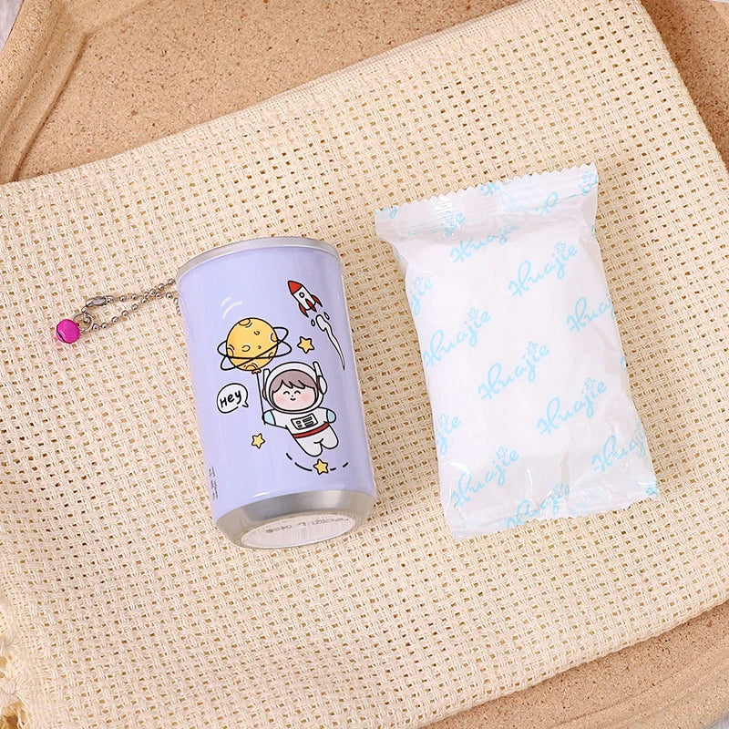Canned Wet Wipes Portable Children Barreled Cans 30 Sheets Cleaning Cloths Creative Cartoon Chain Cute Small Bell