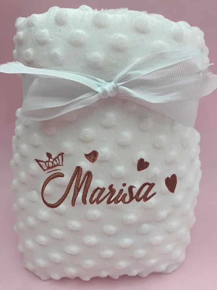 Customized Name Pattern Doudou Blanket Baby Swaddle Stroller Bed Crib Sleeping Cover Newborn Gift Shower Present for Babies