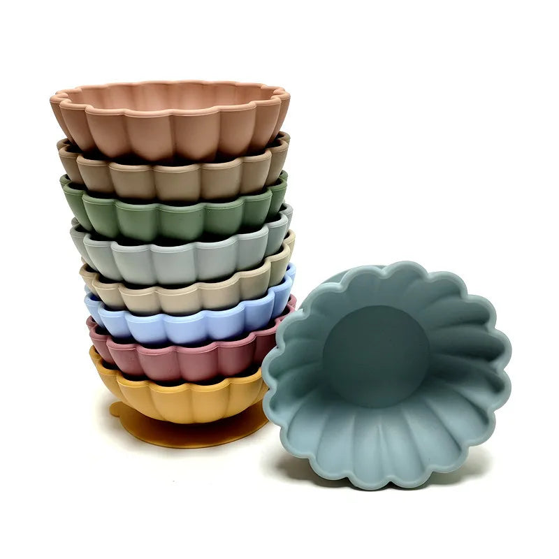 Silicone dinner plate children eating tableware convenient adsorption fruit plate silicone supplement bowl