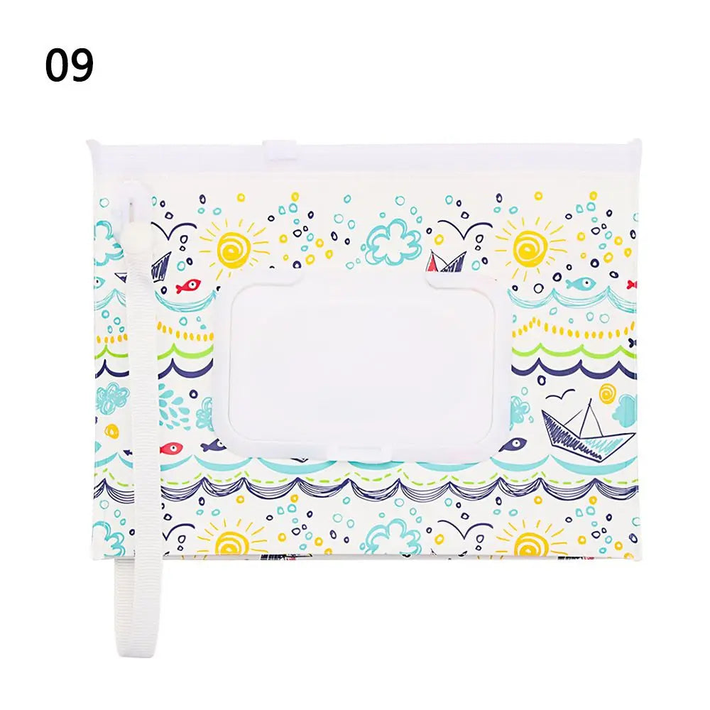 Wet Wipes Bag Wipes with Easy-Carry Snap-Strap Portable Flip Cover Cosmetic Pouch Tissue Box Baby Accessories