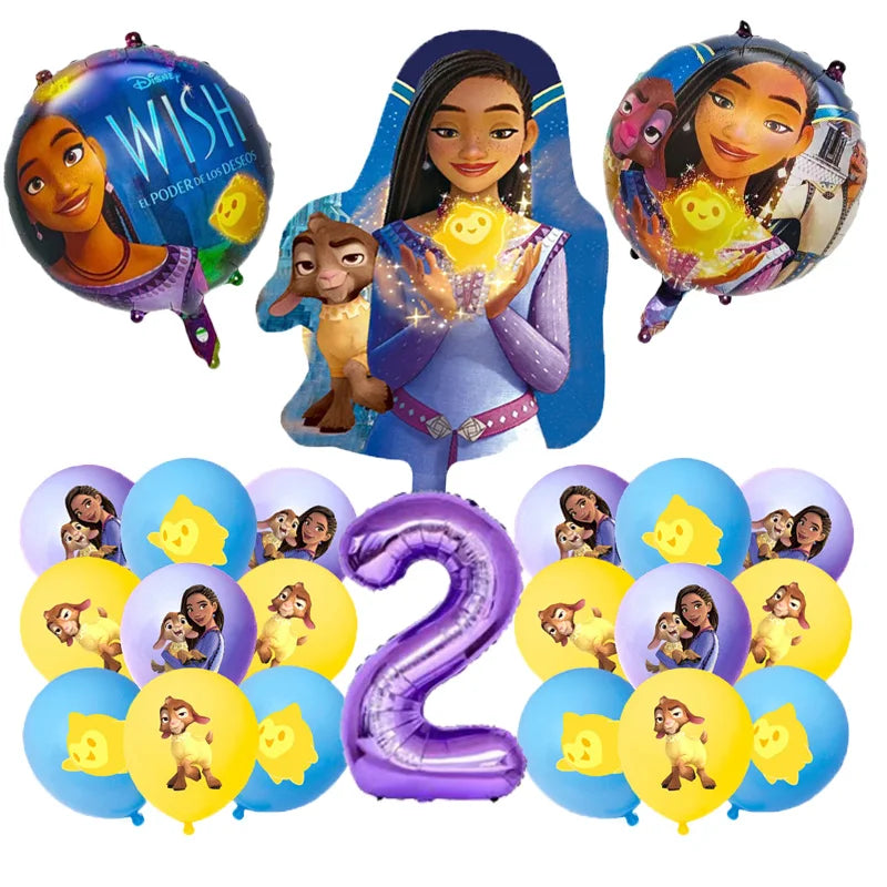 Cartoon Wish Birthday Party Decorations Asha Goat Balloons Disposable Tableware Plate Straw Napkin Princess Baby Shower Supplies