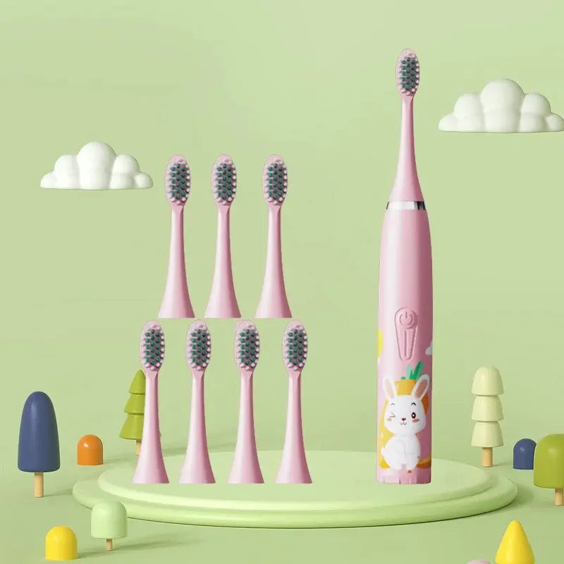 C6-Children's Electric Toothbrush Colorful Cartoon Animal Series Children's Soft-Bristled Cleaning Brush (Battery Not Included)