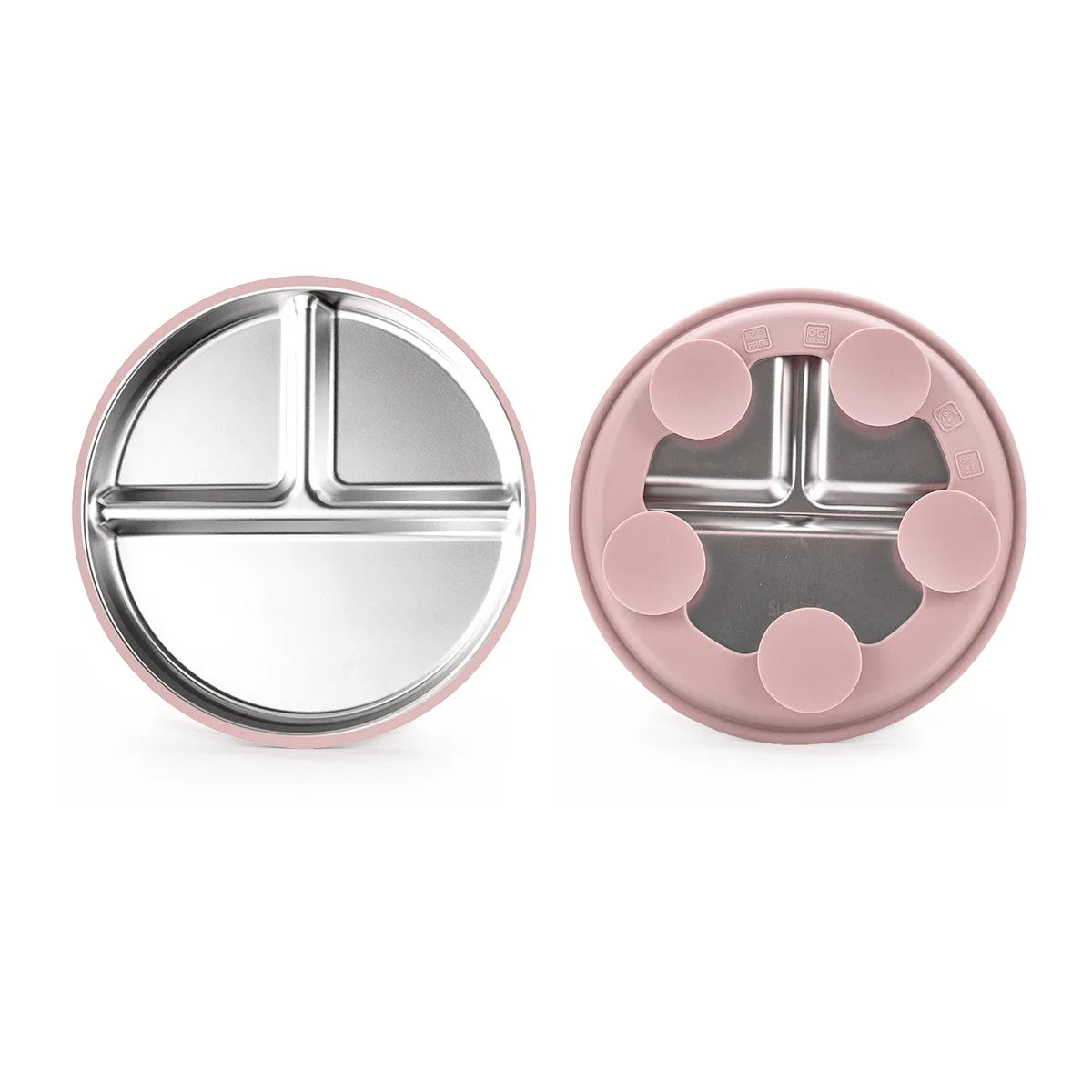 1PCS Stainless Steel Plate Detachable Suction Dishes Baby Feeding Sucker Bowl Food Grade Silicone Food Tray Tableware