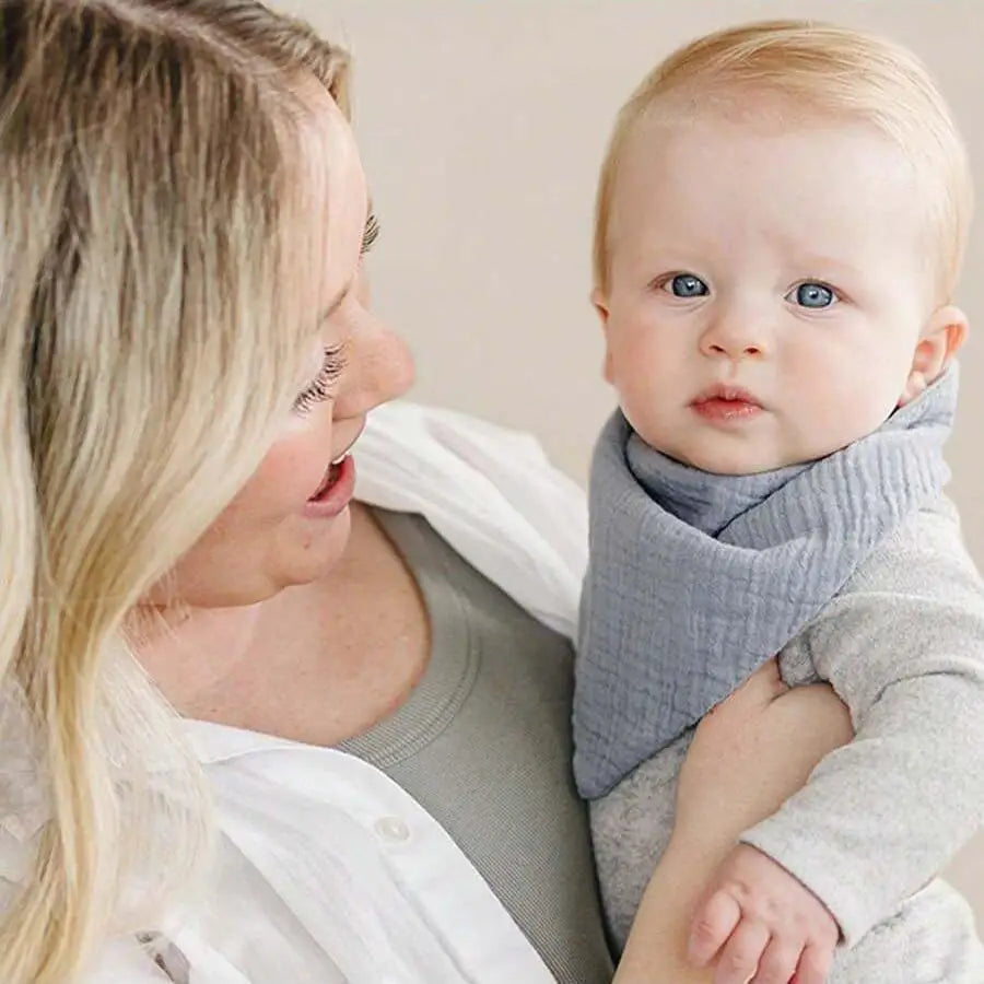 6Pcs Baby Triangle Scarves, Gauze Solid Color Infant Drool Bibs, Soft and Breathable, Baby Feeding Bibs with Hidden Snaps for Newborns, Anti-Spit-Up Bibs, Washable and Colorfast - Reusable, Perfect Baby Shower Gift.