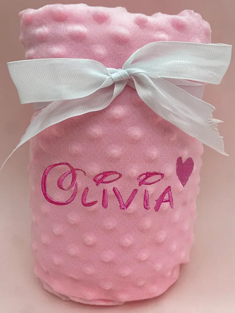 Customized Name Pattern Doudou Blanket Baby Swaddle Stroller Bed Crib Sleeping Cover Newborn Gift Shower Present for Babies