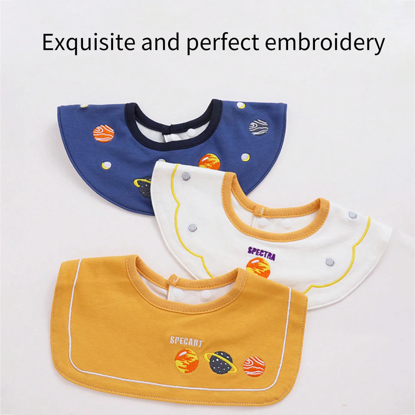 3Pcs Baby Crown Waterproof Drool Bibs, 360 ° Rotatable Design - Specially Designed for Drooling Babies to Prevent Wetting Clothes. Made of Pure Cotton. Exquisite Embroidery Craftsmanship. Perfect Gift for Babies for Parties,
