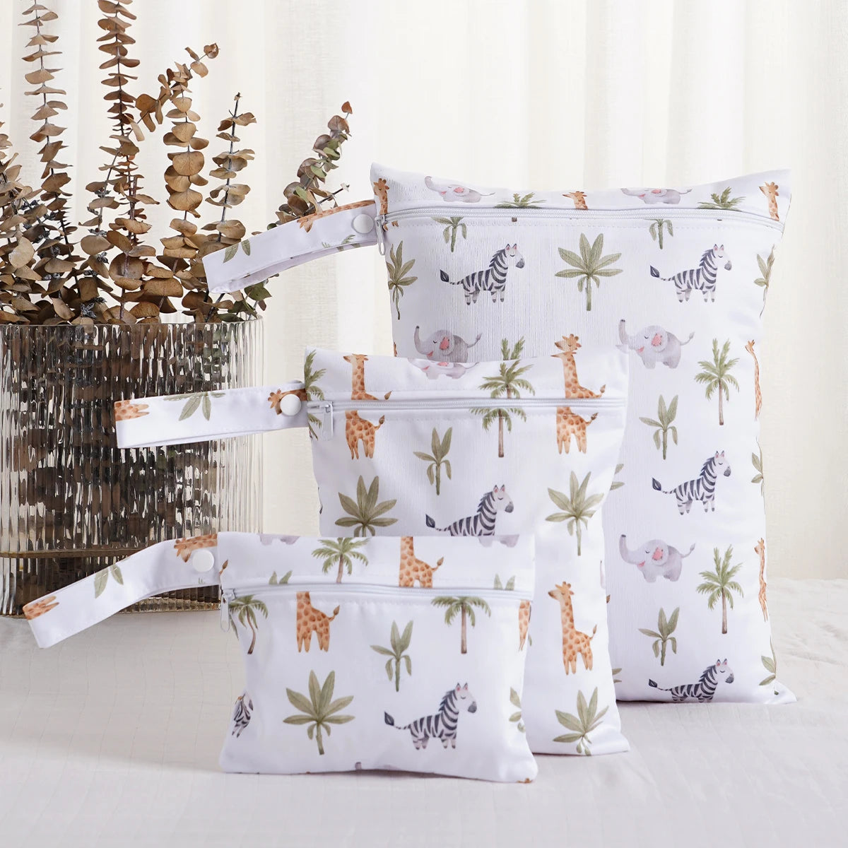 HappyFlute New Print 3Pcs/Set Handle Design Multi-functional Use Washable Bag For Travel Storage Wet Bag For Mum And Baby