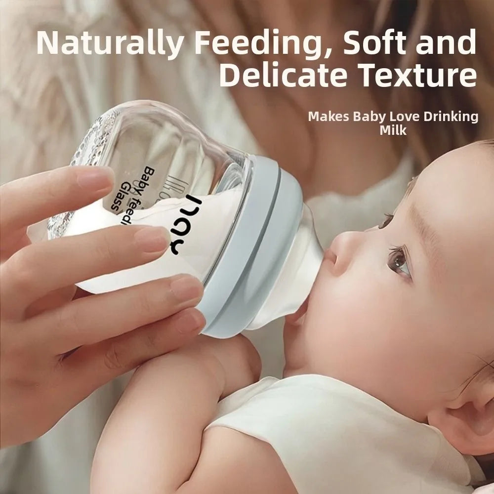 Glass Baby Bottle Anti-flatulence Anti Choking Newborn Feeding Bottle 80/160ML Food Grade Baby Drinking Cup Feeding Supplies