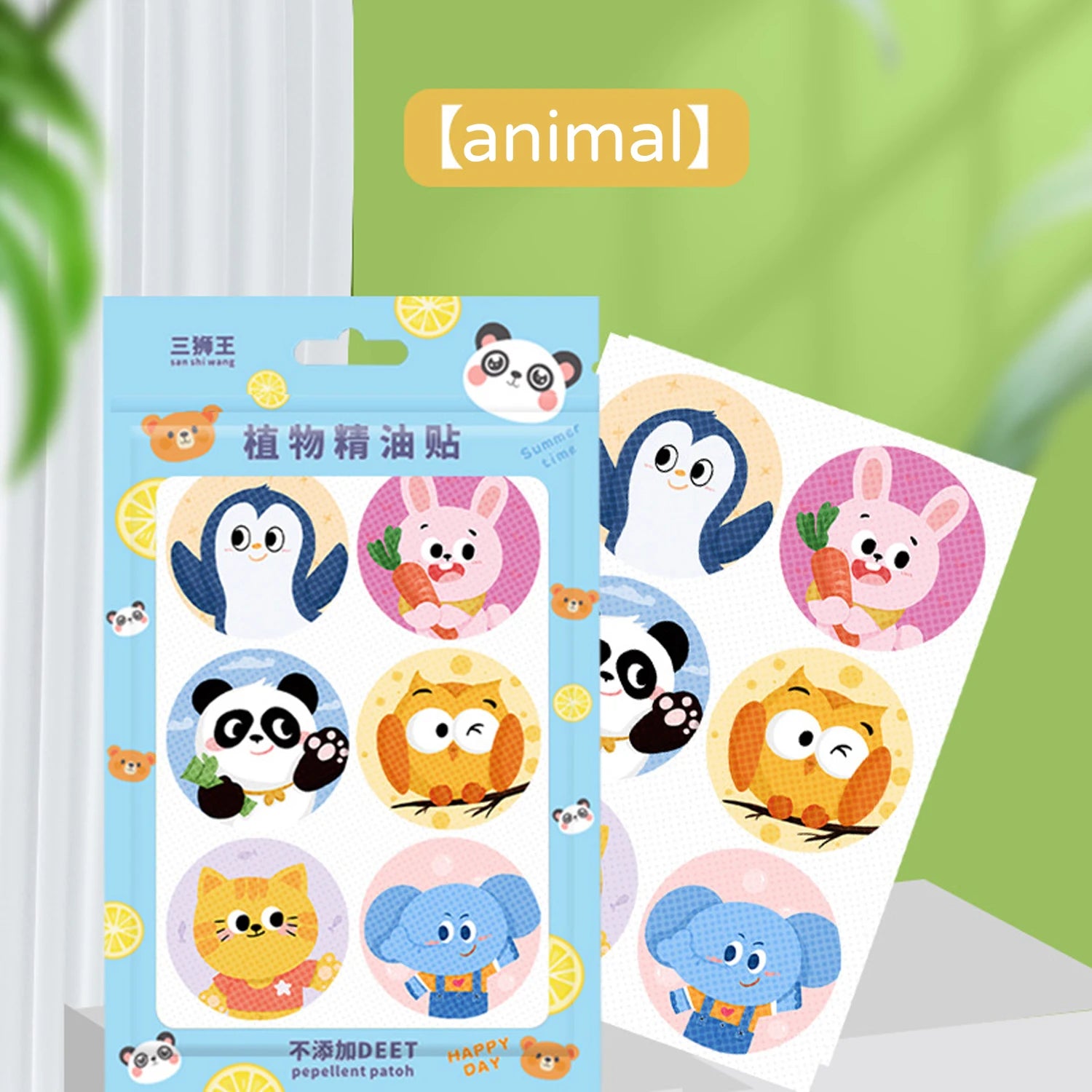 36Pcs one bag, plant formula summer cartoon anti-mosquito sticker, suitable for pregnant women, babies and children
