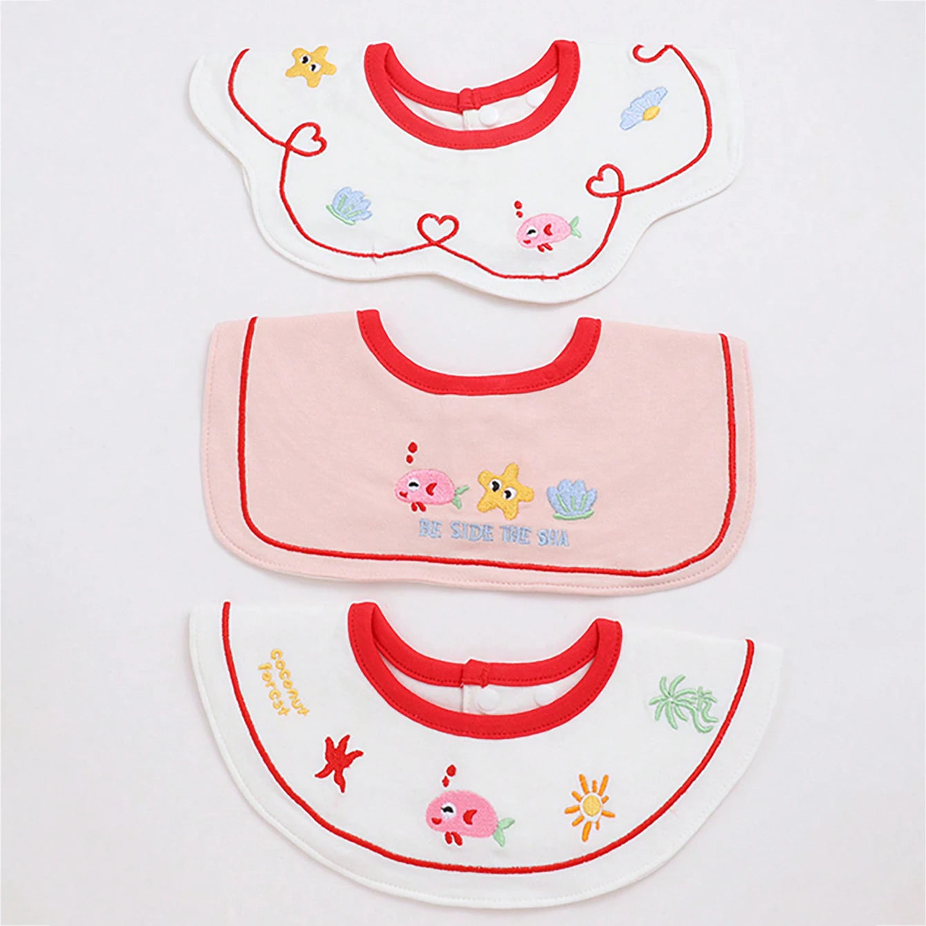 3Pcs Baby Crown Waterproof Drool Bibs, 360 ° Rotatable Design - Specially Designed for Drooling Babies to Prevent Wetting Clothes. Made of Pure Cotton. Exquisite Embroidery Craftsmanship. Perfect Gift for Babies for Parties,