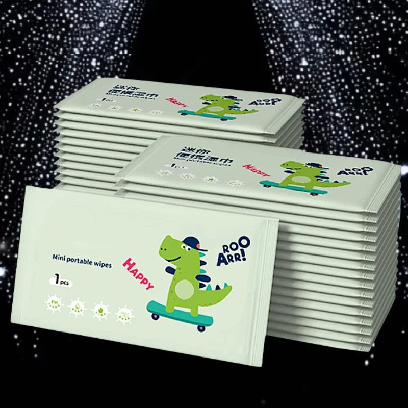 100/200 Portable Travel Wipes - Non-Woven Fabric Material, Easy to Carry Camping and Outdoor Hygiene Essentials, Including Cartoon Pattern Design and Tissue Box, Suitable for Hiking, Picnic, Travel, Fun Packaging, Safety Pack