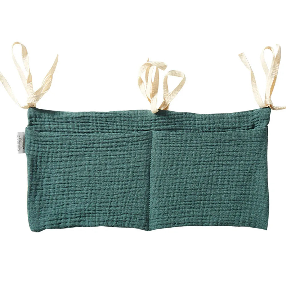 Baby Crib Organizer Cot Caddy Bed Storage Bag 2 Pockets Bedside Hanging Diaper Nursery Organizer for Diapers Toys Clothing