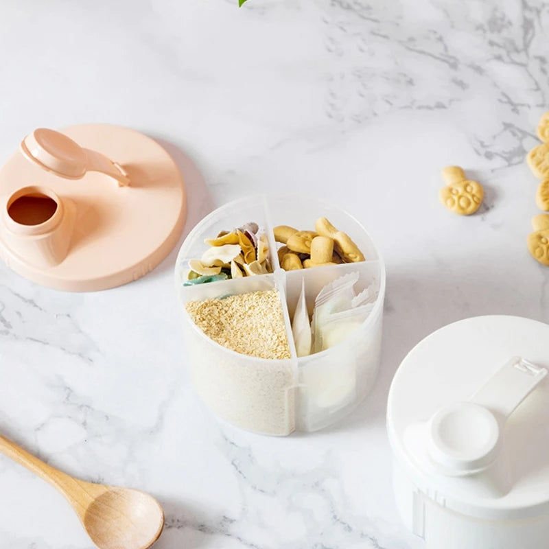 Portable Reusable Baby Food Storage Box Snacks Cups 4 Compartments Formula Dispenser Newborn Milk Powder Organizer