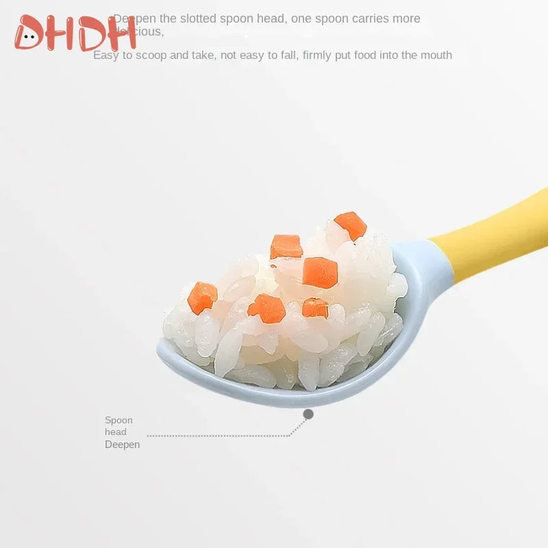 Baby And Children's Spoon And Fork Set Soft And Bendable Silicone Spoon And Fork Baby Learning Eating Training Tableware