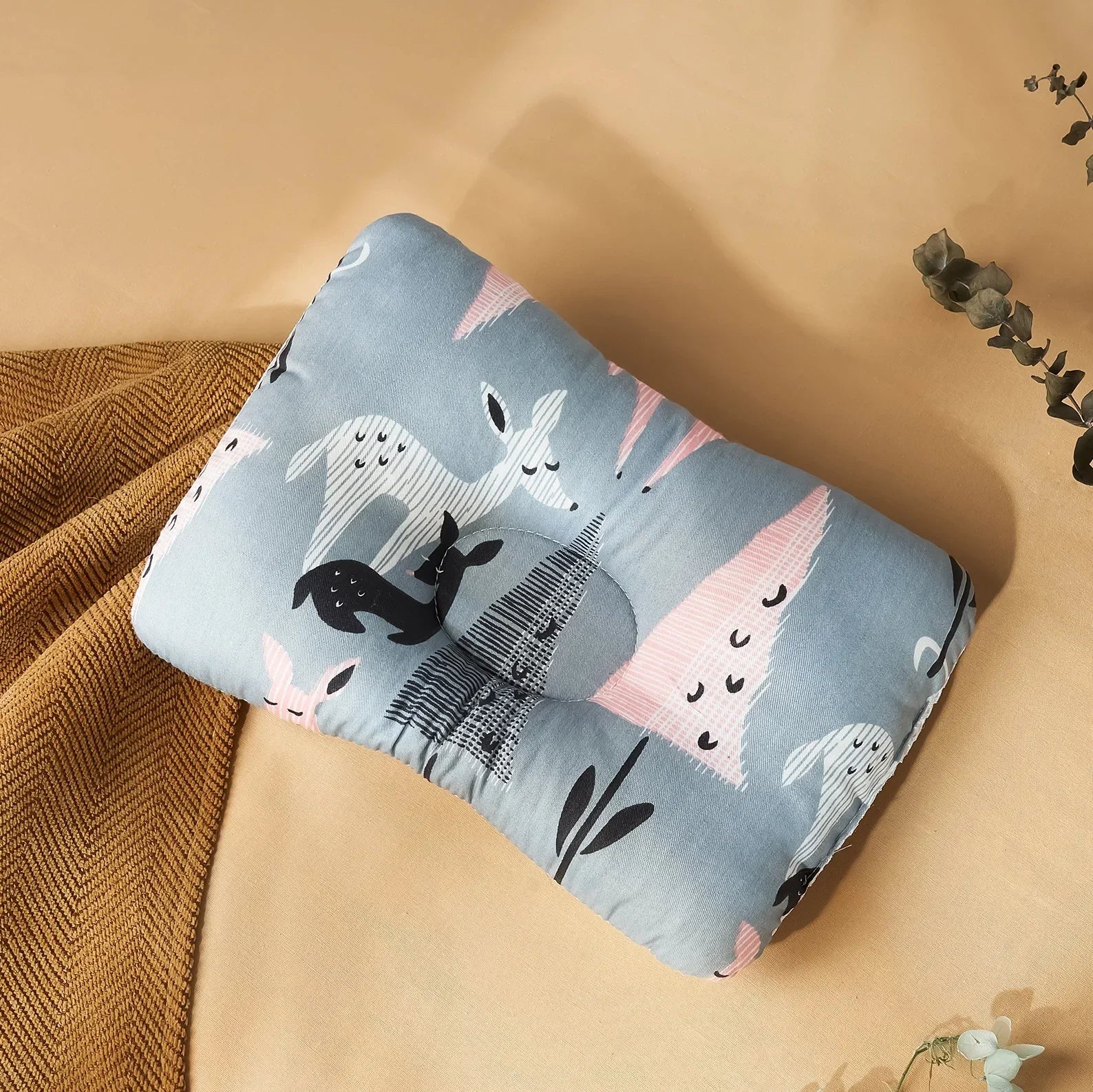 INSULAR Infant Head Pillows Baby Design Breathable Cotton Cushion Pillow