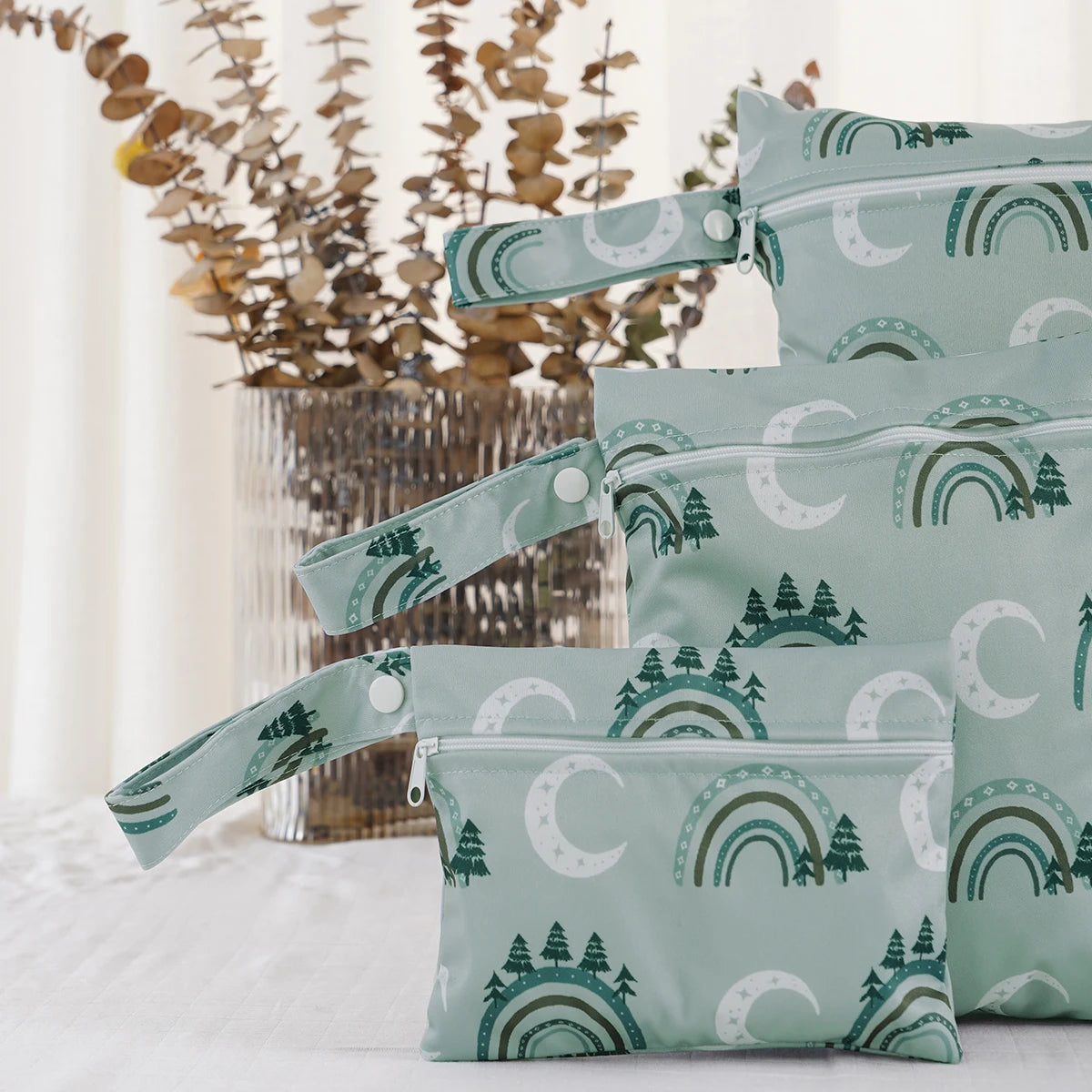 HappyFlute New Print 3Pcs/Set Handle Design Multi-functional Use Washable Bag For Travel Storage Wet Bag For Mum And Baby