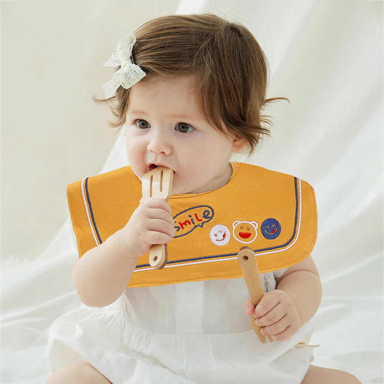 3Pcs Baby Crown Waterproof Drool Bibs, 360 ° Rotatable Design - Specially Designed for Drooling Babies to Prevent Wetting Clothes. Made of Pure Cotton. Exquisite Embroidery Craftsmanship. Perfect Gift for Babies for Parties,