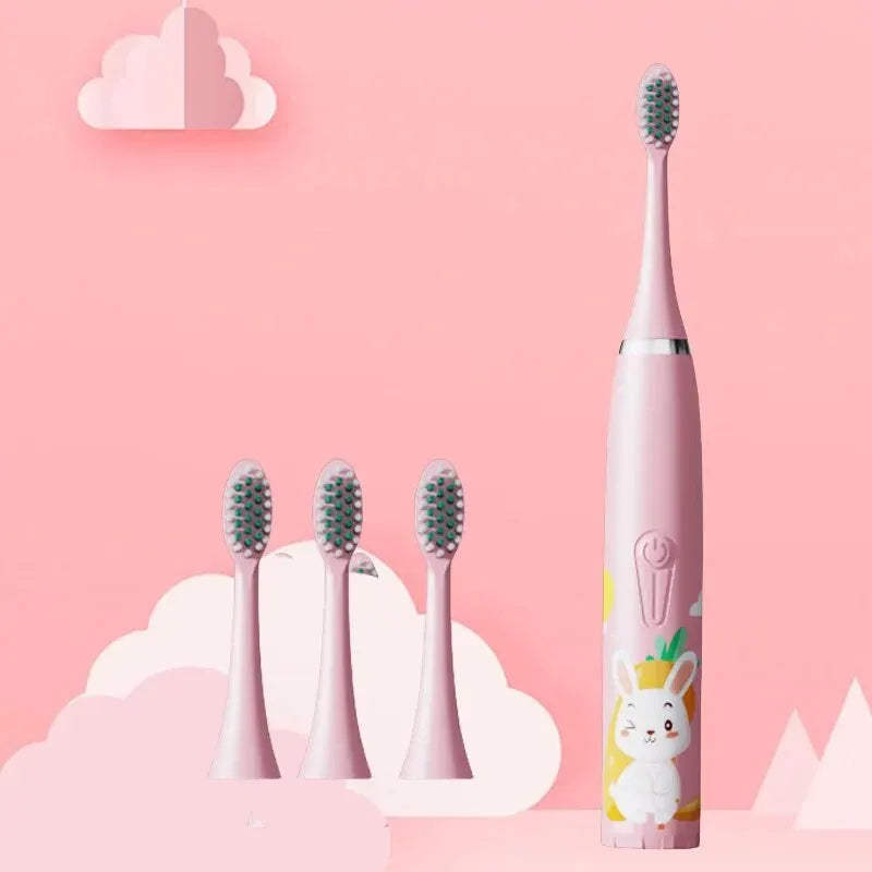 C6-Children's Electric Toothbrush Colorful Cartoon Animal Series Children's Soft-Bristled Cleaning Brush (Battery Not Included)