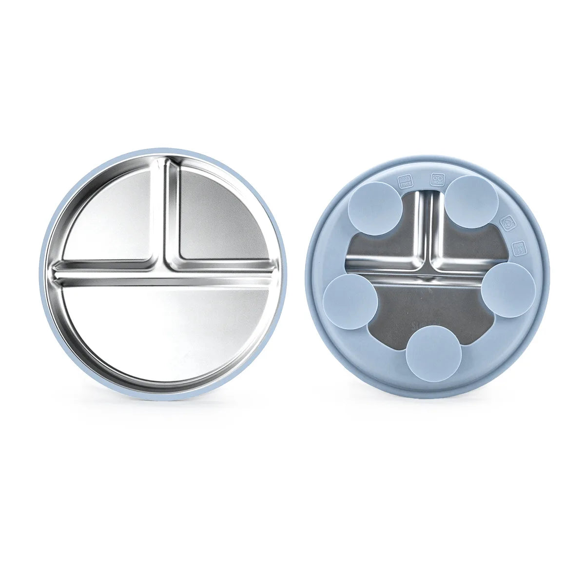 1PCS Stainless Steel Plate Detachable Suction Dishes Baby Feeding Sucker Bowl Food Grade Silicone Food Tray Tableware