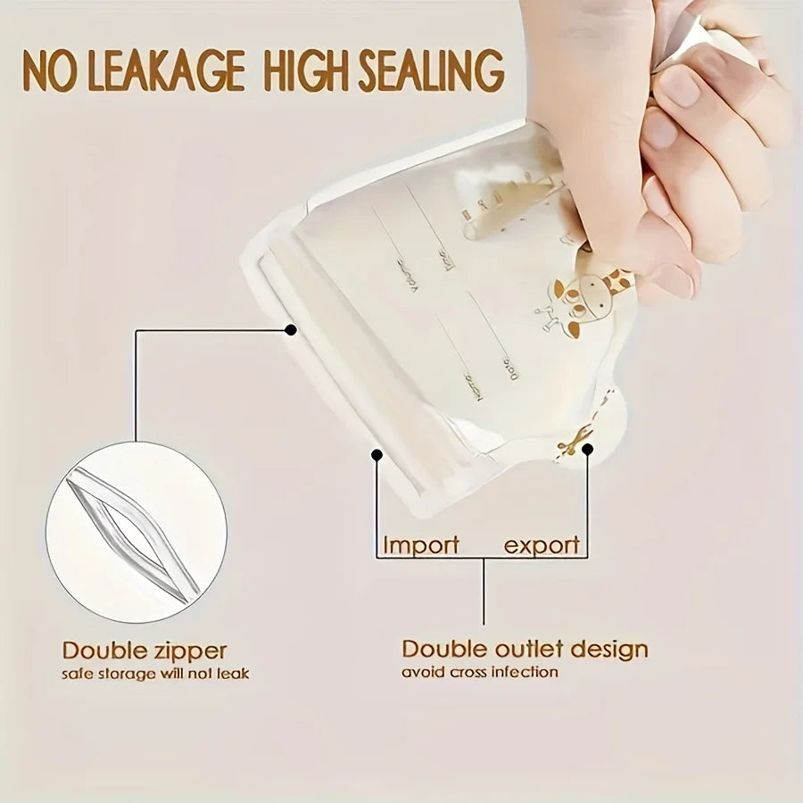 100/60/30pcs pack, 8oz/250ml Breast Milk Storage Bags, Double-sealed Breastmilk Bag with Pour Spout for Breastfeeding