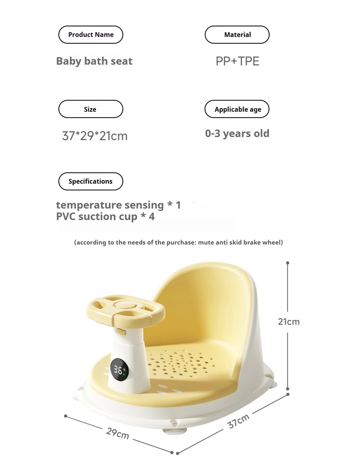 AIBEDILA Baby Bath Seat Multifunctional Toddler Bath Chair With Smart Temperature Sensing Safe Material For Bathtub Shower