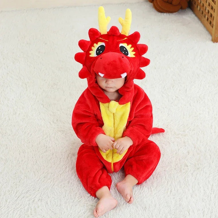 Kids Onesies Baby Rompers Winter Costume Flannel for Girl Boy Toddler Infant Clothes Animals Monkey Tiger Lion Unicorn Ropa Bebe