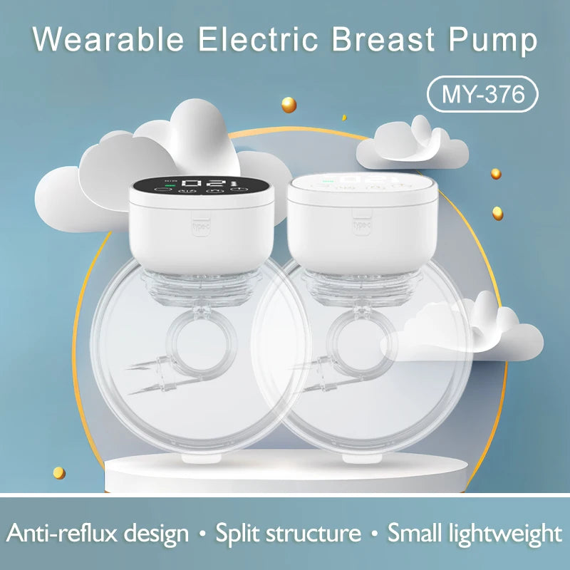 MY-376 Hands-Free Wearable Electric Breast Pump - Silent, 3 Modes, 9 Levels (180ML)