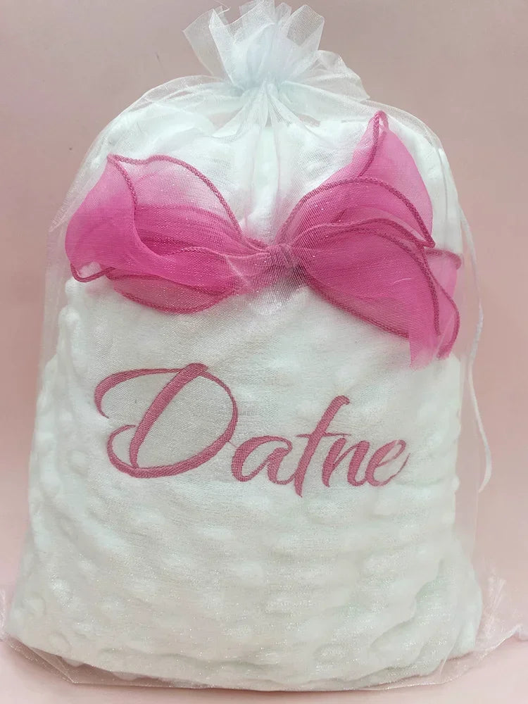 Customized Name Pattern Doudou Blanket Baby Swaddle Stroller Bed Crib Sleeping Cover Newborn Gift Shower Present for Babies