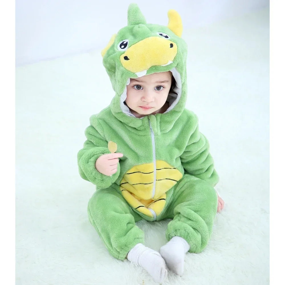 Kids Onesies Baby Rompers Winter Costume Flannel for Girl Boy Toddler Infant Clothes Animals Monkey Tiger Lion Unicorn Ropa Bebe