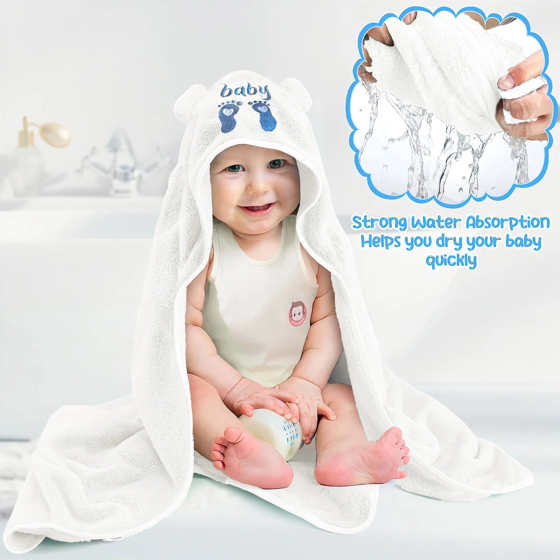 Cute Cartoon Hooded Coral Fleece Baby Towel Newborn Swaddle Hug Quilt Bath Towel for Infants Soft Comfortable New Baby Gift