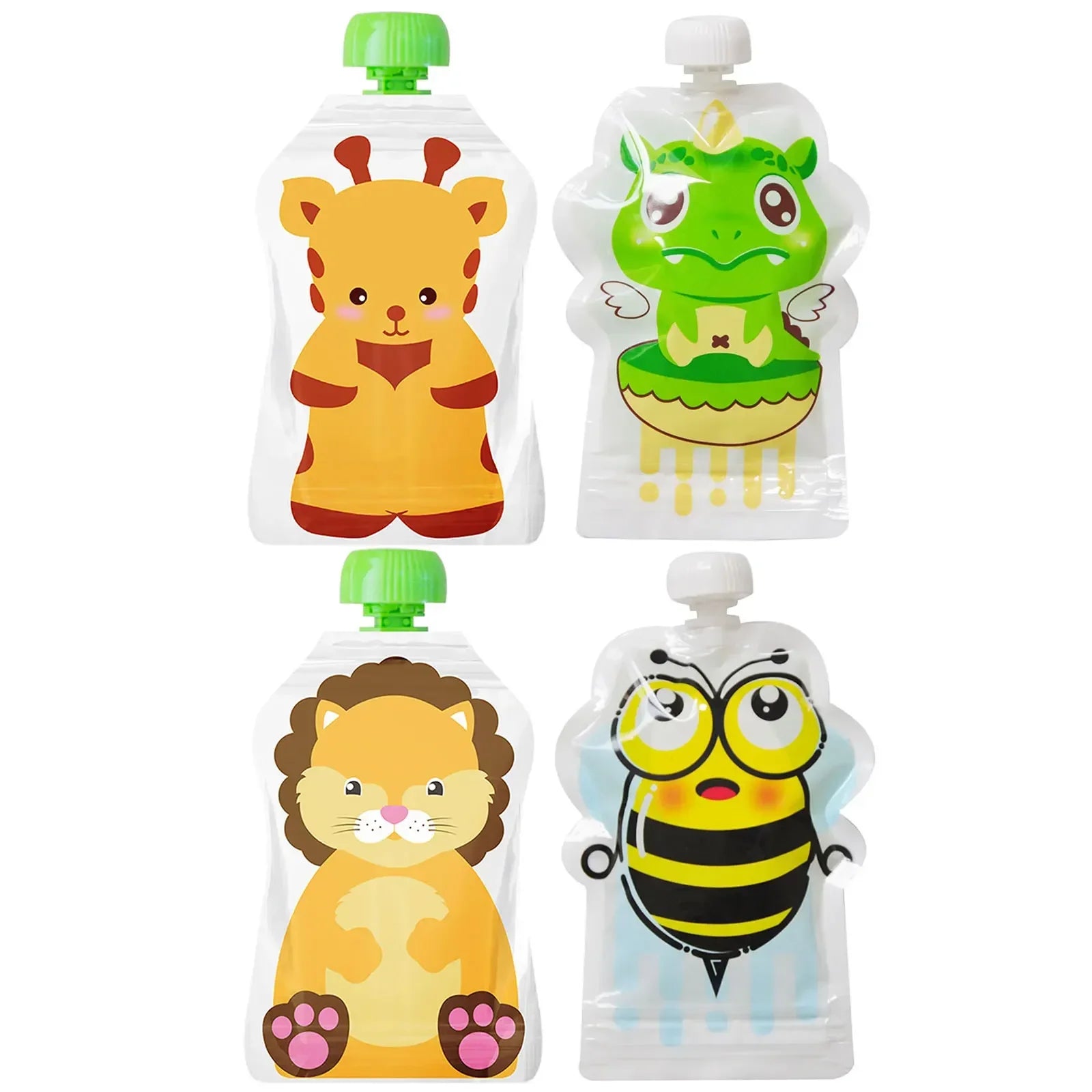 8pcs Reusable Food Storage Bag,Yogurt, Milk Food Pouches, Refillable Kids Toddlers Supplementary Food Squeeze Bottle Random