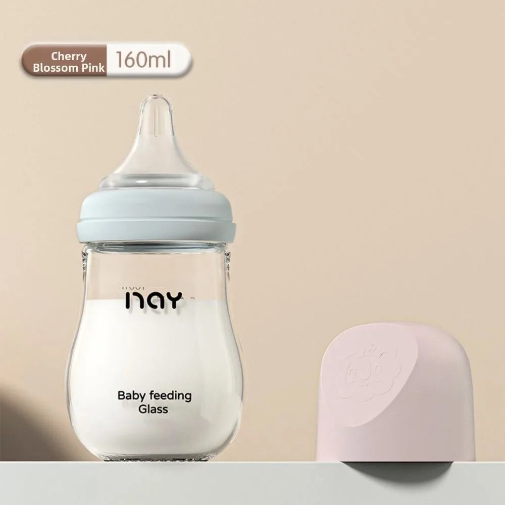 Glass Baby Bottle Anti-flatulence Anti Choking Newborn Feeding Bottle 80/160ML Food Grade Baby Drinking Cup Feeding Supplies